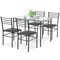 5 Pieces Dining Set Tempered Glass Top Table and 4 Upholstered Chairs